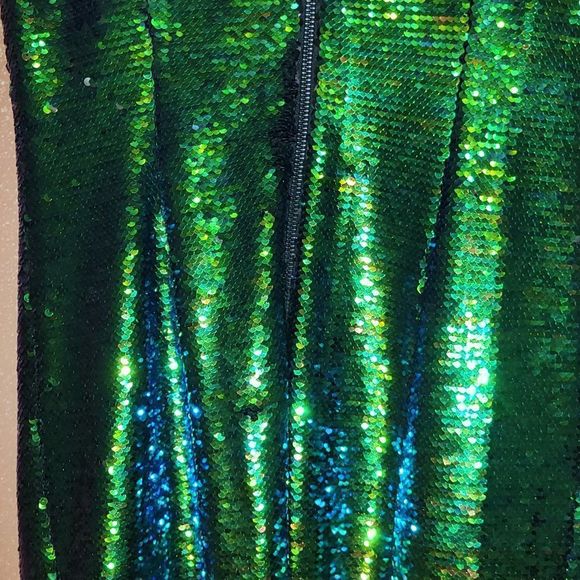 MILLY Green Iridescent Sequin Cocktail Dress - Picture 4 of 11